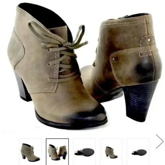 Clarks Artisan Alpine Melt Booties Heel Lace Up Boho Cottagecore Ankle Boots - Picture 3 of 10